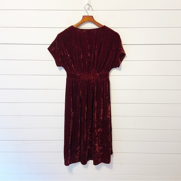 CAbi | Crimson Red Crushed Velvet Bohemian High/Low Midi Dress Size XS - Picture 3 of 9